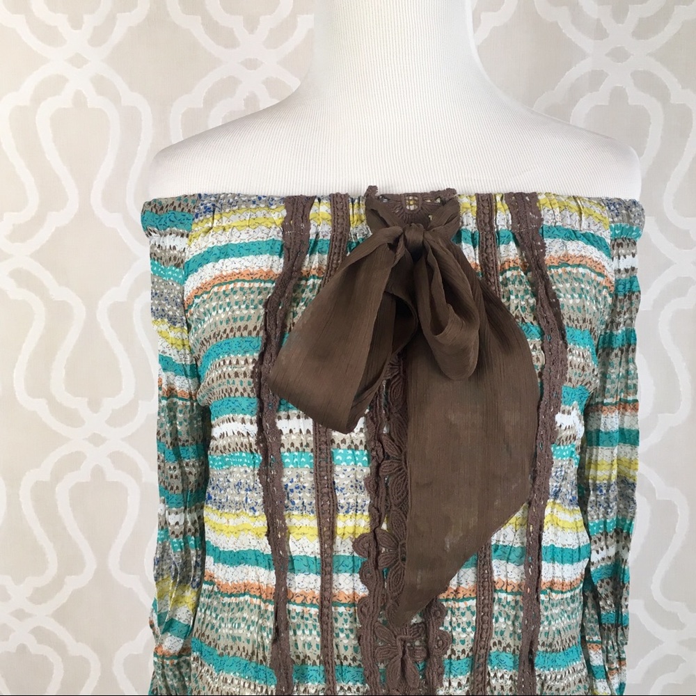 Ryu Gauzy Boho Big Bow Fringe Top - Picture 6 of 9